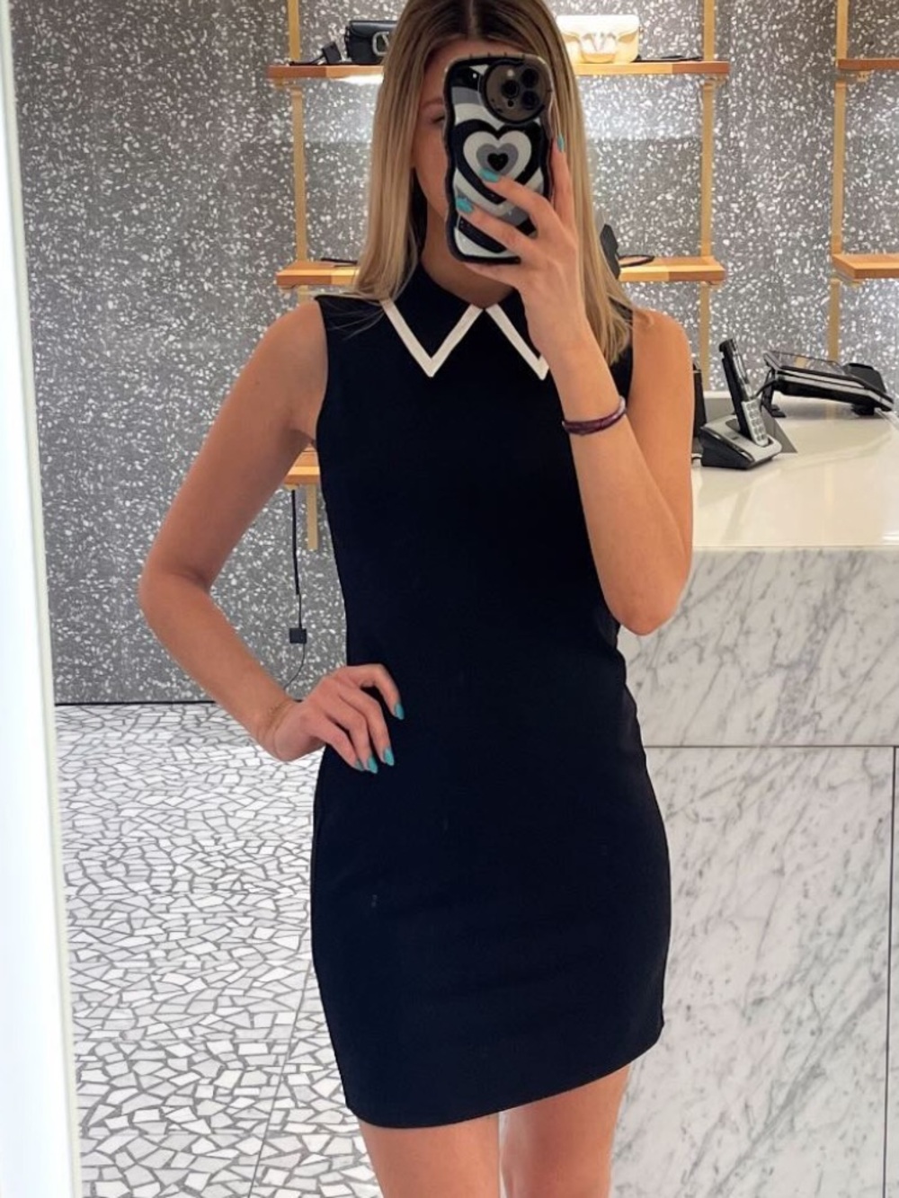 Alice + Olivia Wynell Tipped Collar Minidress